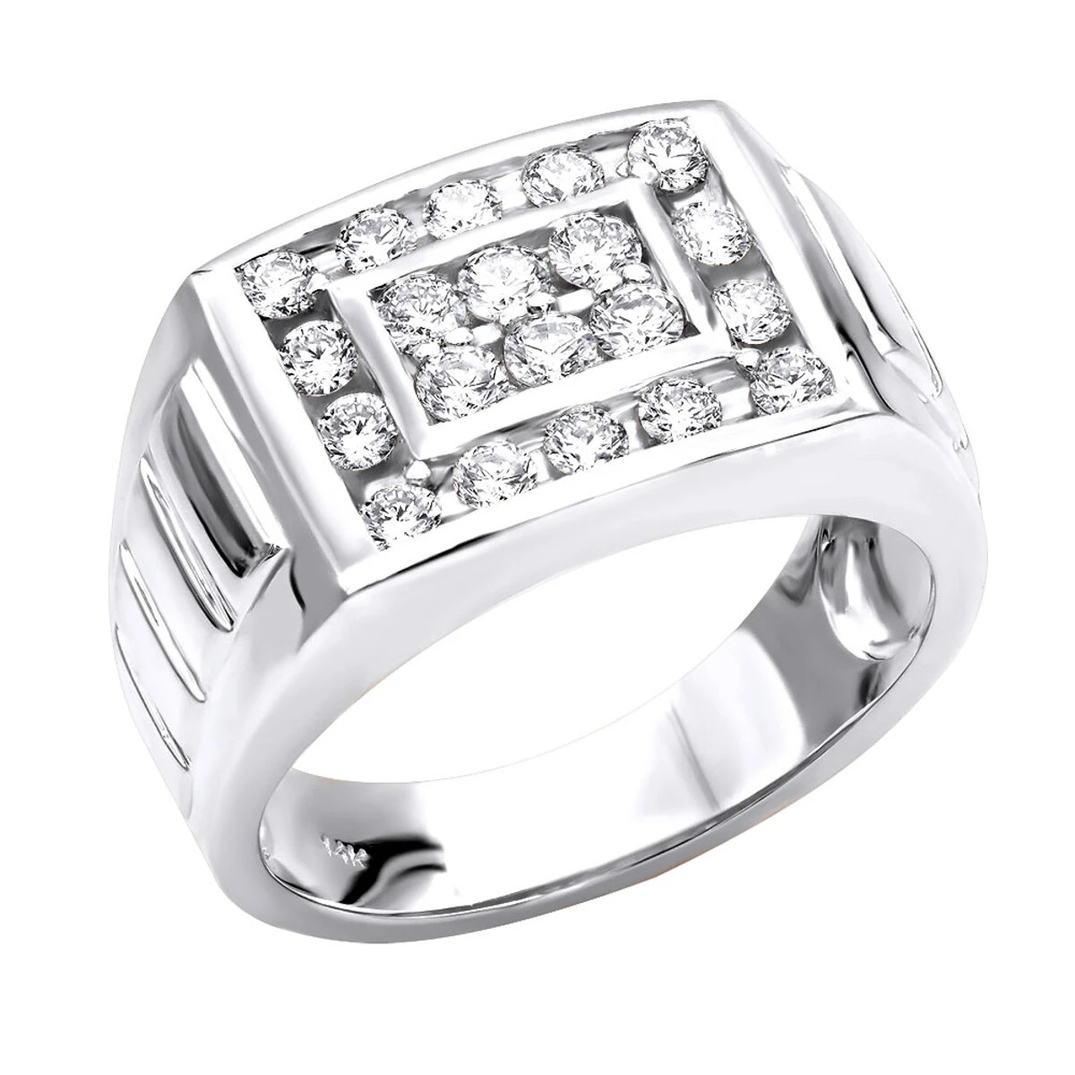 14K Yellow Gold Men's Diamond Ring 1.32ct 13.5mm 4 14K Yellow Gold Men's Diamond Ring 1.32ct 13.5mm - Image 2