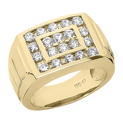 14K White Gold Men's Diamond Ring 1.58ct 4 14K White Gold Men's Diamond Ring 1.58ct - Image 2