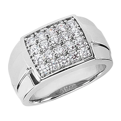 14K White Gold Men's Diamond Ring 1ct 3 14K White Gold Men's Diamond Ring 1ct