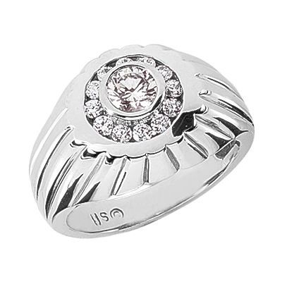 14K White Gold Men's Diamond Ring 2.20ct 3 14K White Gold Men's Diamond Ring 2.20ct