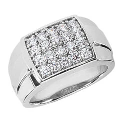 14K White Gold Men's Diamond Ring 2ct