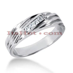 14K White Gold Men's Diamond Wedding Band 0.12ct 5.9mm