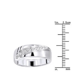 14K White Gold Men's Diamond Wedding Band 0.12ct 7.1mm -Its Hot Jewelry Shop 14k gold mens diamond wedding band 012ct p 27599 rulerwh