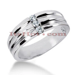14K White Gold Men's Diamond Wedding Band 0.18ct