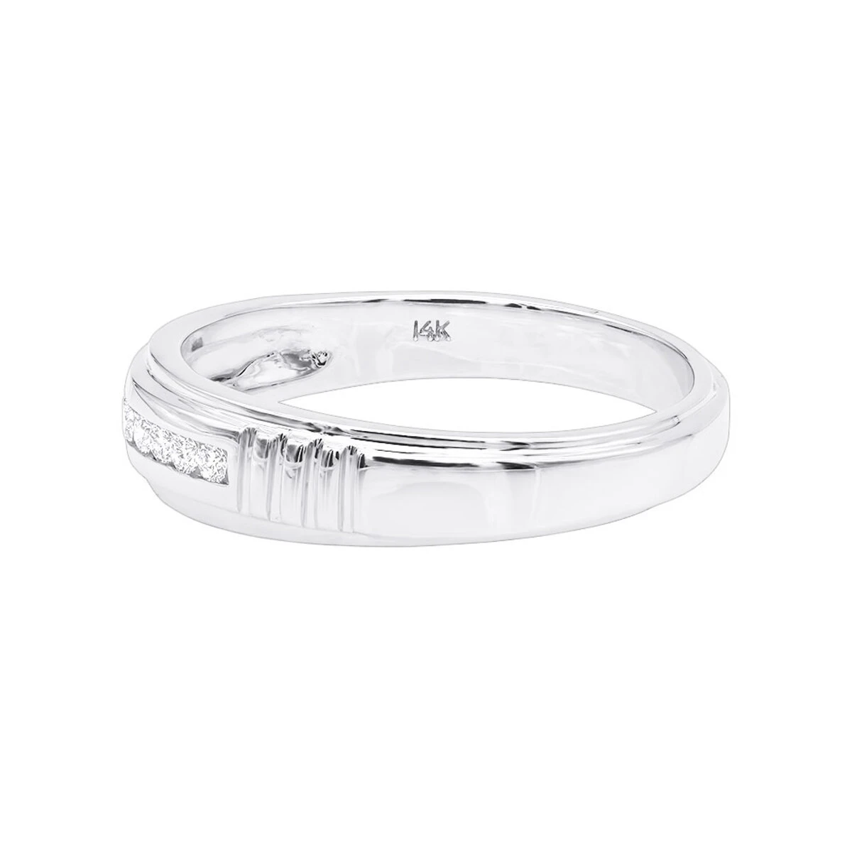 14K White Gold Men's Diamond Wedding Band 0.23ct 6 14K White Gold Men's Diamond Wedding Band 0.23ct - Image 4