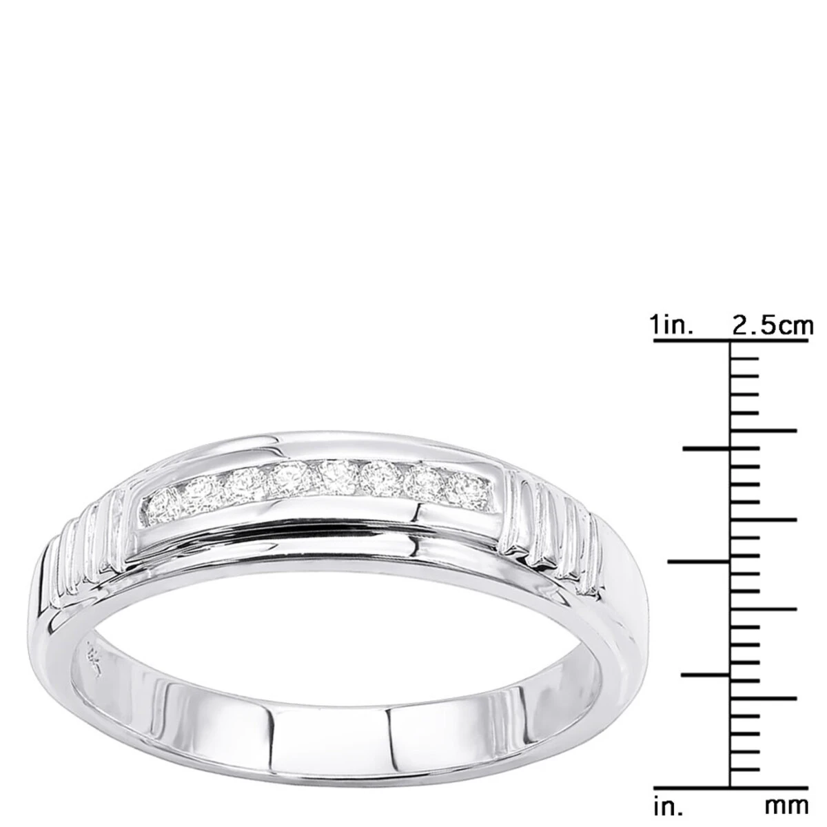 14K White Gold Men's Diamond Wedding Band 0.23ct 10 14K White Gold Men's Diamond Wedding Band 0.23ct - Image 8