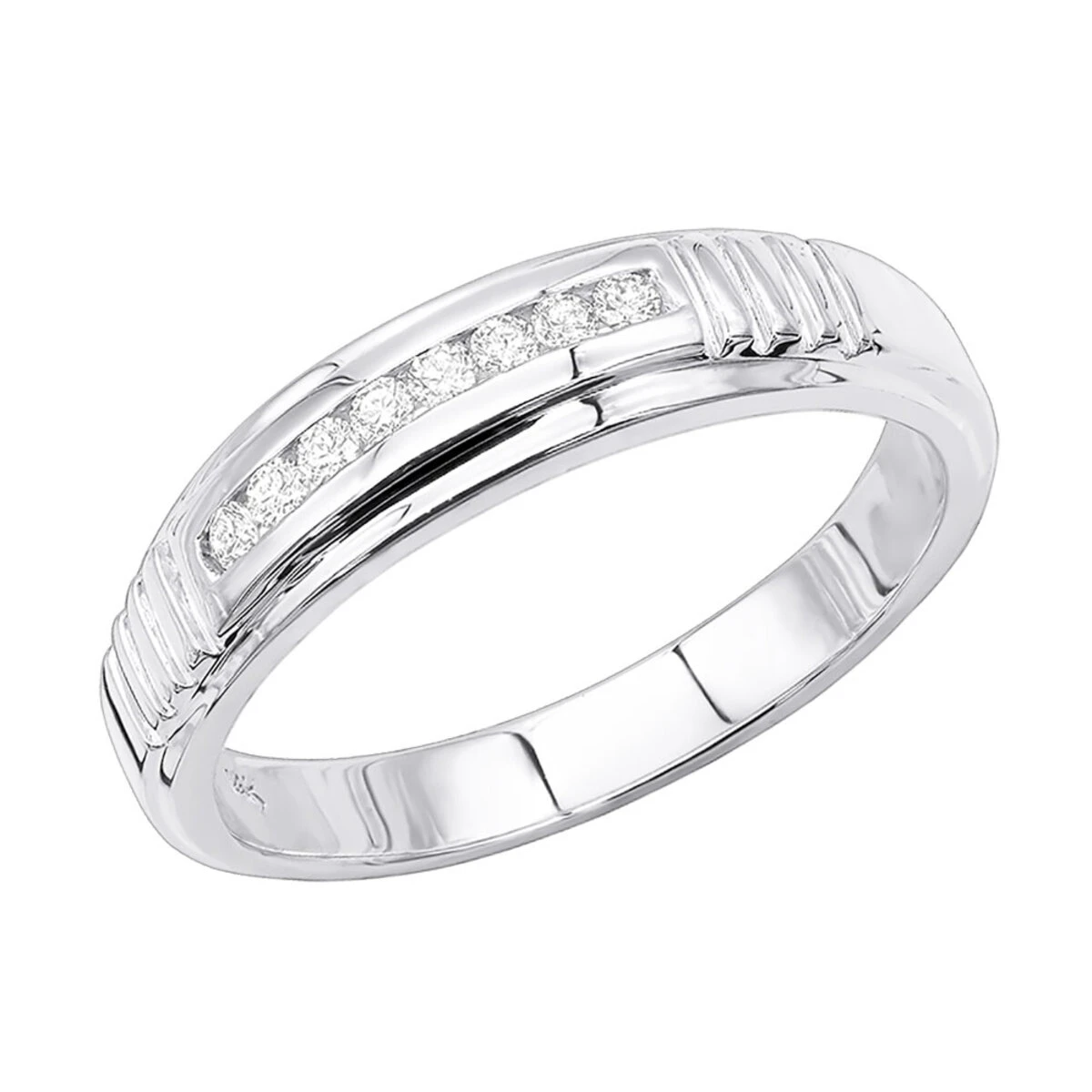 14K White Gold Men's Diamond Wedding Band 0.23ct 3 14K White Gold Men's Diamond Wedding Band 0.23ct
