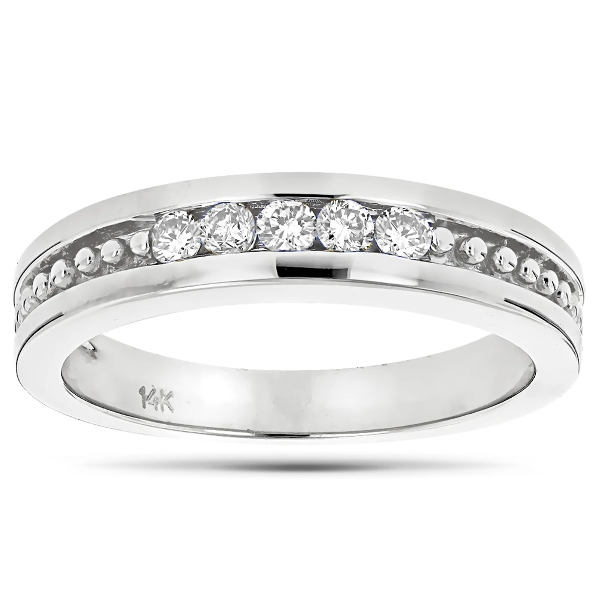 14K Yellow Gold Men's Diamond Wedding Band 0.25ct 4.6mm 4 14K Yellow Gold Men's Diamond Wedding Band 0.25ct 4.6mm - Image 2