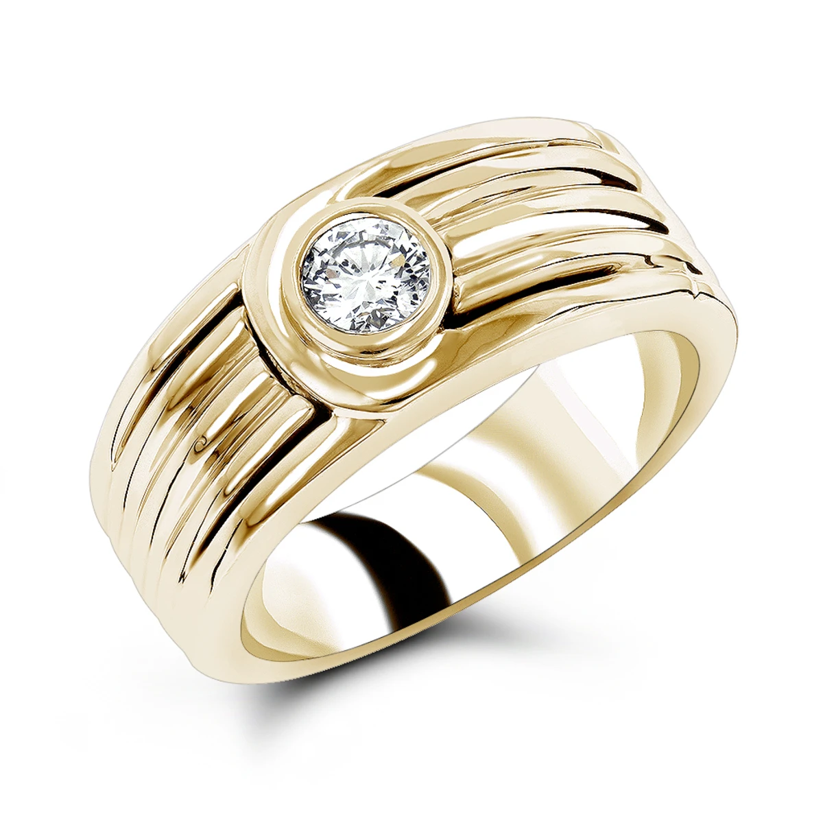 14K White Gold Men's Diamond Wedding Band 0.25ct Solitaire Ring 3 14K White Gold Men's Diamond Wedding Band 0.25ct Solitaire Ring - Image 2