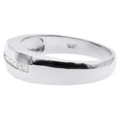 14K White Gold Men's Diamond Wedding Band 0.25ct 5.5mm -Its Hot Jewelry Shop 14k gold mens diamond wedding band 025ct p 27547 back white