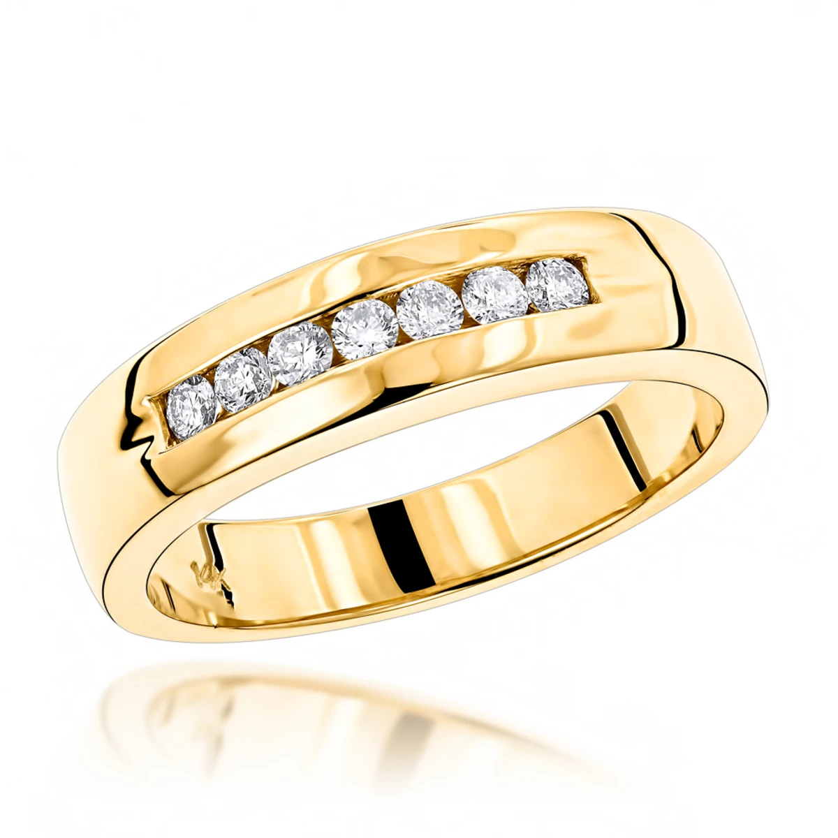 14K Yellow Gold Men's Diamond Wedding Band 0.28ct 5.1mm 3 14K Yellow Gold Men's Diamond Wedding Band 0.28ct 5.1mm