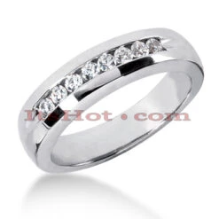 14K White Gold Men's Diamond Wedding Band 0.32ct 5.9mm