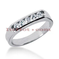 14K White Gold Men's Diamond Wedding Band 0.35ct 4.5mm