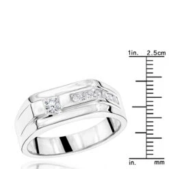 14K White Gold Men's Diamond Wedding Band 0.45ct 8.1mm -Its Hot Jewelry Shop 14k gold mens diamond wedding band 045ct p 25557 rulerwh