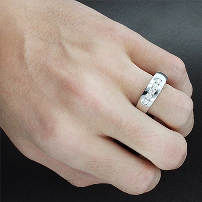 Five Stone 14K White Gold Men's Diamond Wedding Band 0.5ct 5 Five Stone 14K White Gold Men's Diamond Wedding Band 0.5ct - Image 3