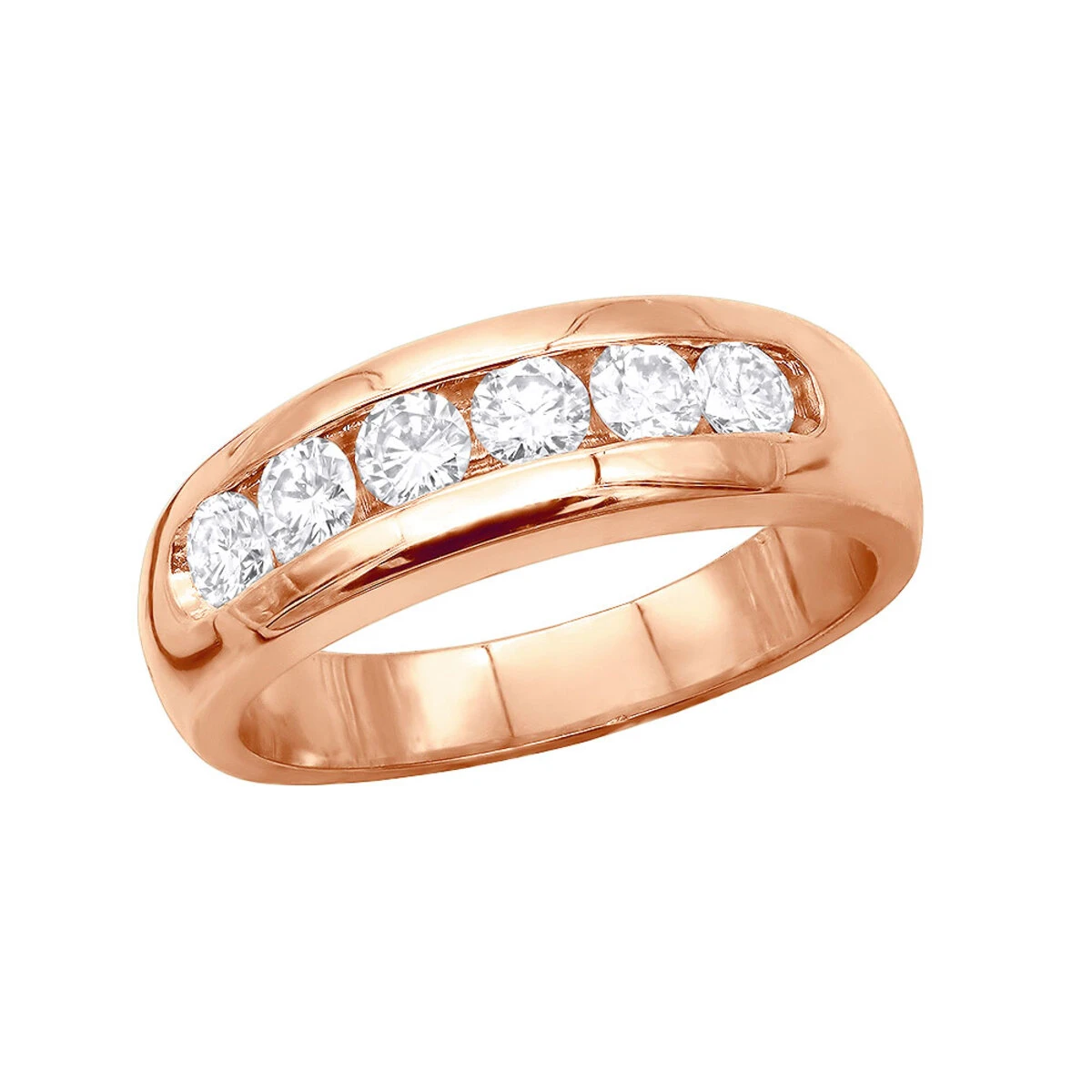 14K White Gold Men's Diamond Wedding Band 0.90ct 6.2mm 5 14K White Gold Men's Diamond Wedding Band 0.90ct 6.2mm - Image 3