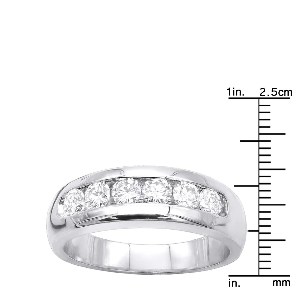 14K White Gold Men's Diamond Wedding Band 0.90ct 6.2mm 10 14K White Gold Men's Diamond Wedding Band 0.90ct 6.2mm - Image 8
