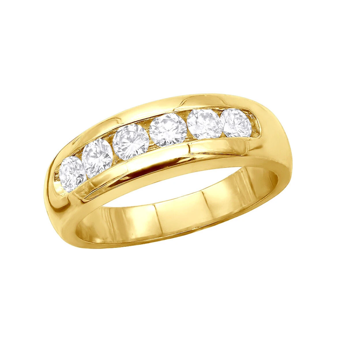 14K White Gold Men's Diamond Wedding Band 0.90ct 6.2mm 4 14K White Gold Men's Diamond Wedding Band 0.90ct 6.2mm - Image 2