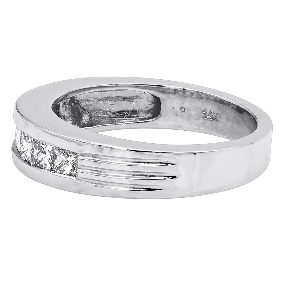 14K White Gold Men's Diamond Wedding Band 0.98ct 6 14K White Gold Men's Diamond Wedding Band 0.98ct - Image 4