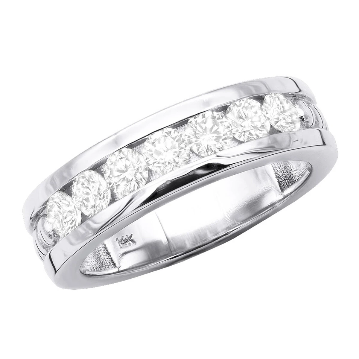 14K White Gold Men's Diamond Wedding Band 1.05ct 6.3mm 3 14K White Gold Men's Diamond Wedding Band 1.05ct 6.3mm
