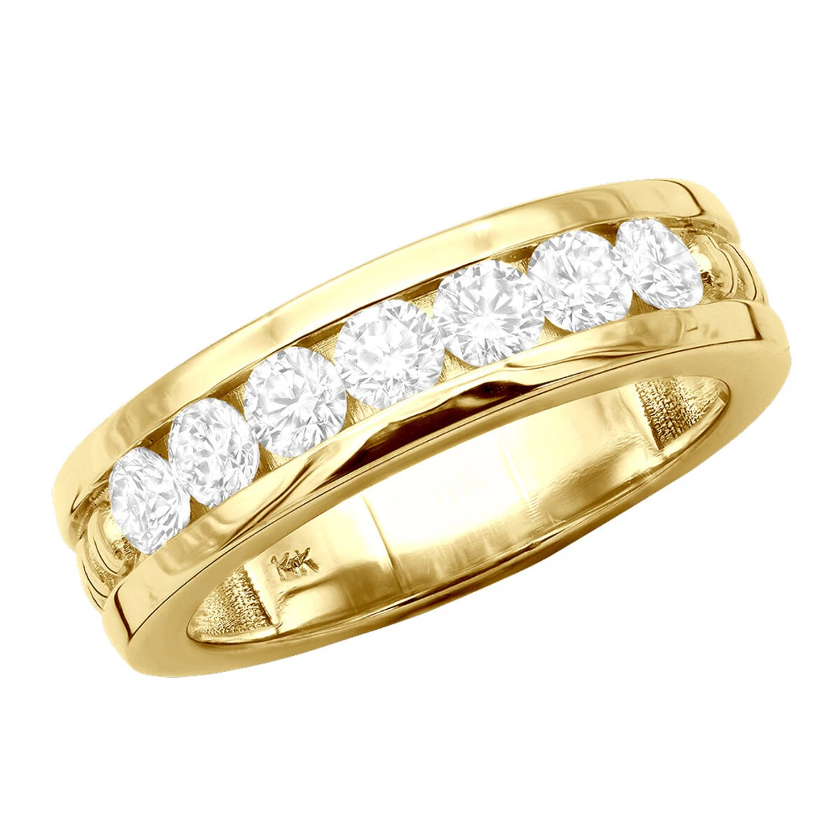 14K White Gold Men's Diamond Wedding Band 1.05ct 6.3mm 4 14K White Gold Men's Diamond Wedding Band 1.05ct 6.3mm - Image 2