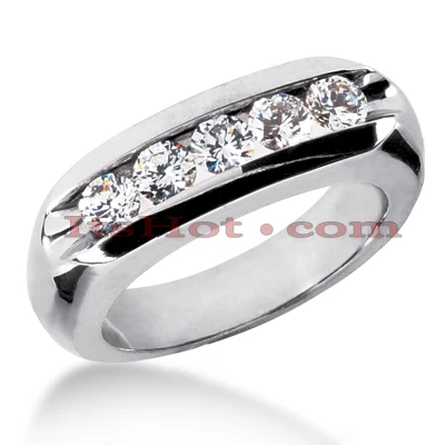 14K White Gold Men's Diamond Wedding Band 1.25ct 3 14K White Gold Men's Diamond Wedding Band 1.25ct