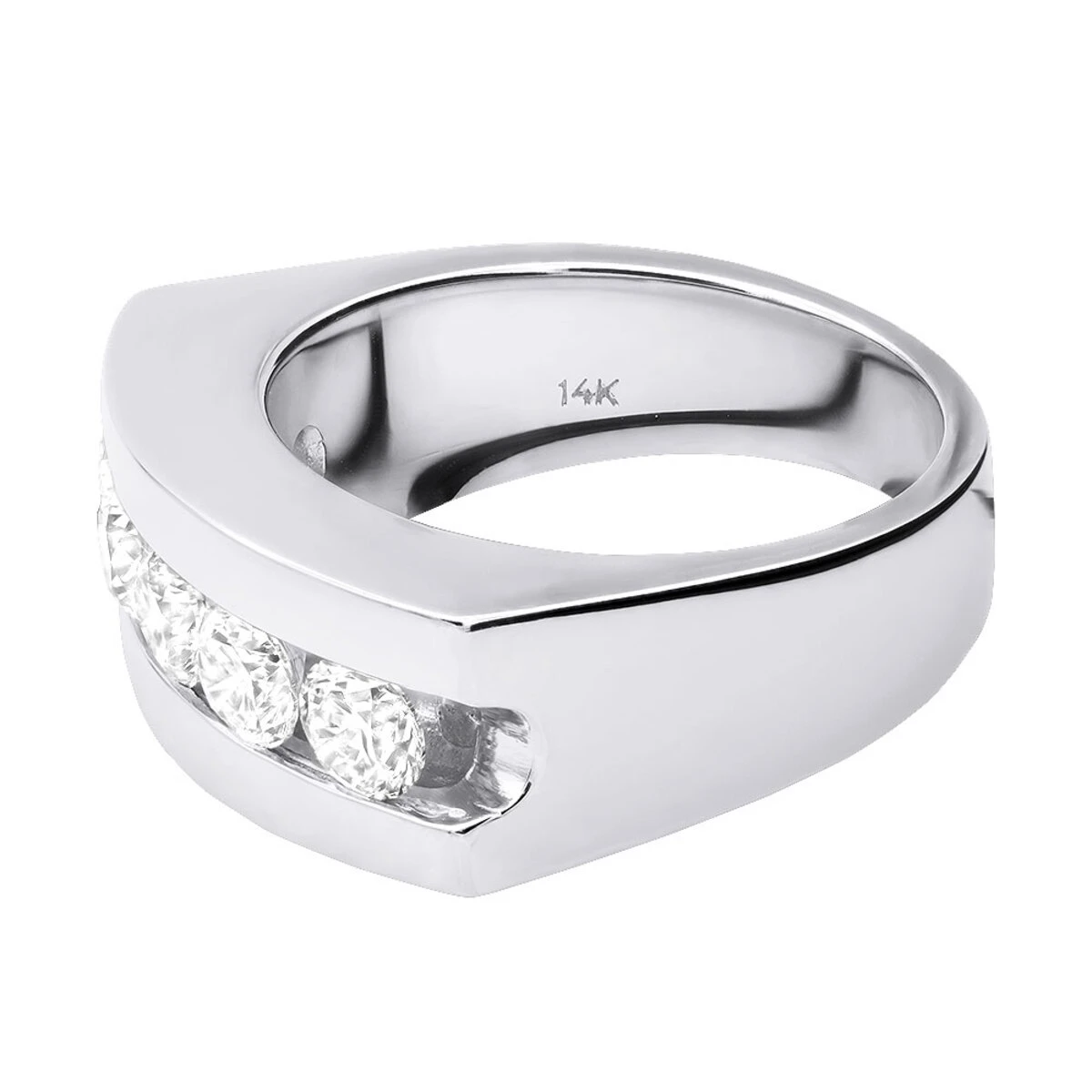 14K White Gold Men's Diamond Wedding Band 1.75ct 5 14K White Gold Men's Diamond Wedding Band 1.75ct - Image 3