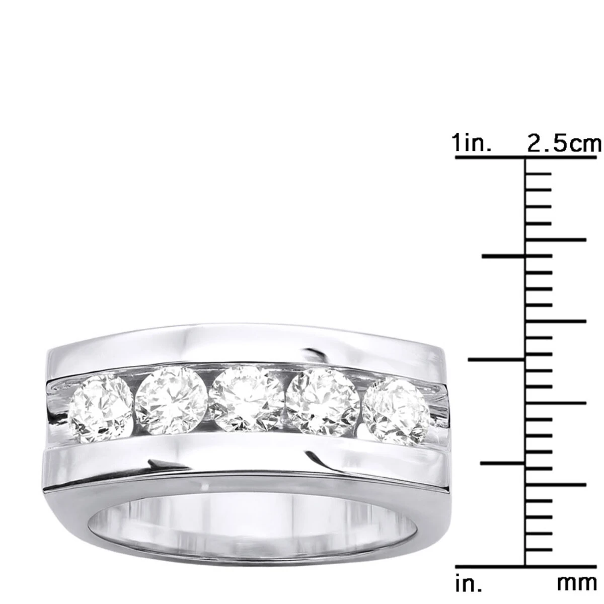 14K White Gold Men's Diamond Wedding Band 1.75ct 7 14K White Gold Men's Diamond Wedding Band 1.75ct - Image 5