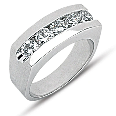 14K White Gold Men's Diamond Wedding Band 1.75ct 3 14K White Gold Men's Diamond Wedding Band 1.75ct