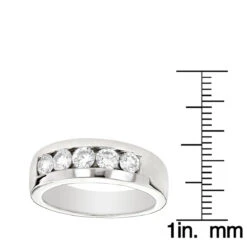 5 Stone 14K White Gold Men's Diamond Wedding Band 1ct -Its Hot Jewelry Shop 14k gold mens diamond wedding band 1ct p 22442 rulerwh
