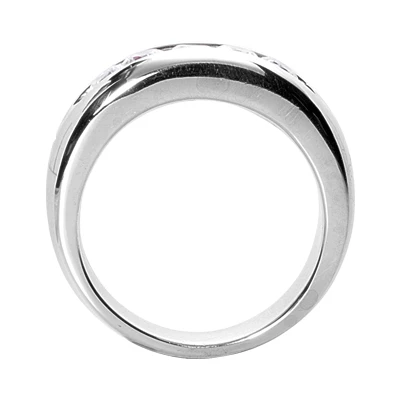 14K White Gold Men's Diamond Wedding Band 1ct 8.2mm 5 14K White Gold Men's Diamond Wedding Band 1ct 8.2mm - Image 3