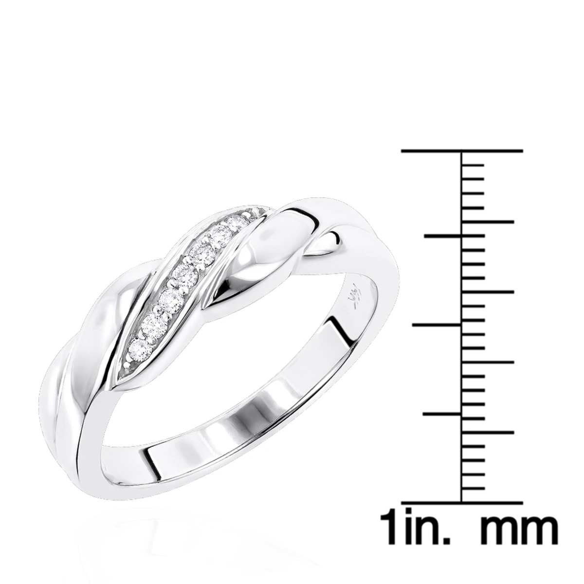 14K White Gold Men's Diamond Wedding Ring 0.11ct 8 14K White Gold Men's Diamond Wedding Ring 0.11ct - Image 6