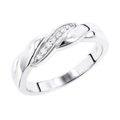 14K White Gold Men's Diamond Wedding Ring 0.11ct