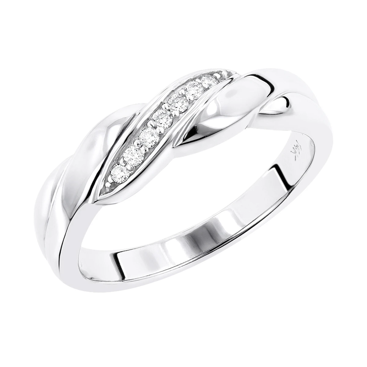 14K White Gold Men's Diamond Wedding Ring 0.11ct 3 14K White Gold Men's Diamond Wedding Ring 0.11ct