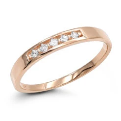 14K Rose Gold Men's Diamond Wedding Ring 0.15ct 5 Stone