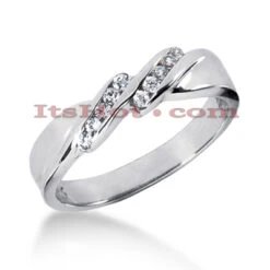 4.8mm Wide 14K White Gold Men's Diamond Wedding Ring 0.20ct