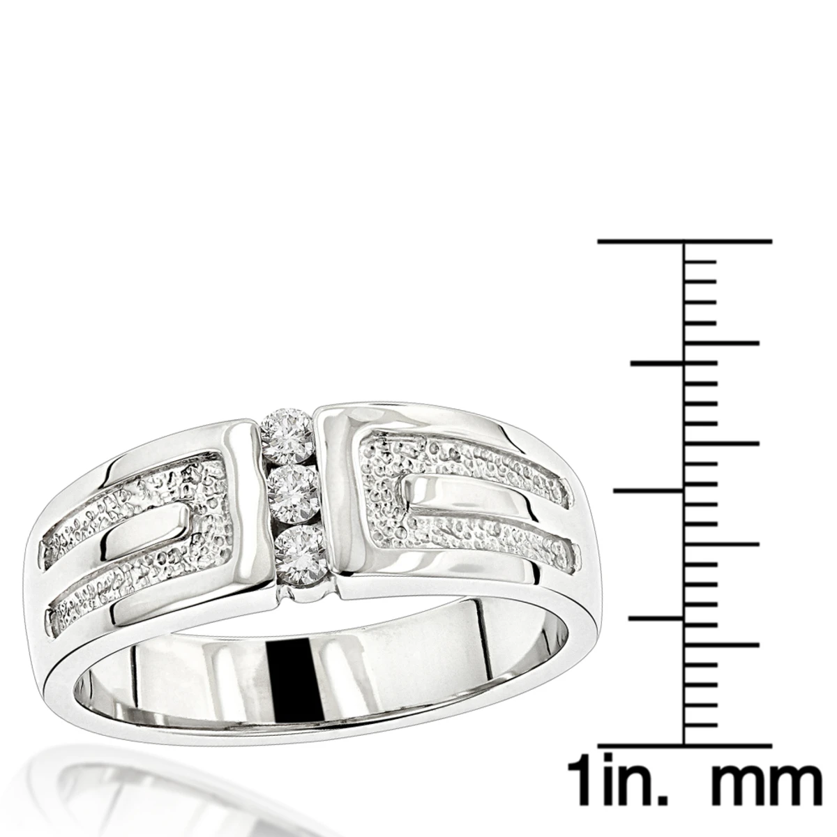 14K White Gold Men's Diamond Wedding Ring 0.24ct 8.7mm 8 14K White Gold Men's Diamond Wedding Ring 0.24ct 8.7mm - Image 6