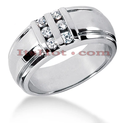 14K White Gold Men's Diamond Wedding Ring 0.30ct 8.9mm 3 14K White Gold Men's Diamond Wedding Ring 0.30ct 8.9mm