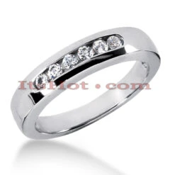 14K White Gold Men's Diamond Wedding Ring 0.30ct 4.9mm