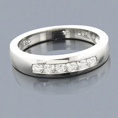 14K White Gold Men's Diamond Wedding Ring 0.30ct 4.9mm 6 14K White Gold Men's Diamond Wedding Ring 0.30ct 4.9mm - Image 4