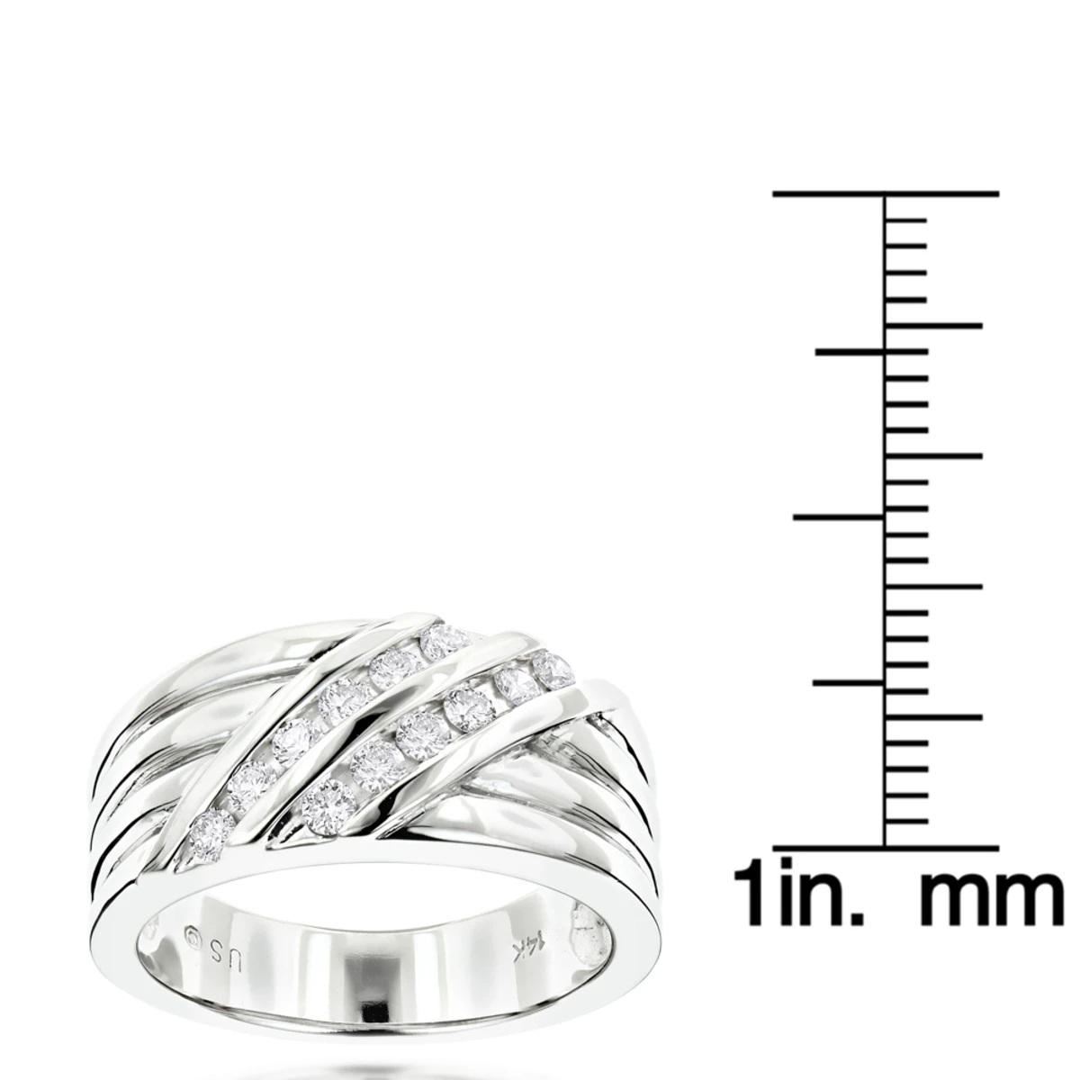14K White Gold Men's Diamond Wedding Ring 0.48ct 8 14K White Gold Men's Diamond Wedding Ring 0.48ct - Image 6
