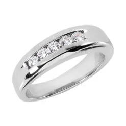 14K White Gold Men's Diamond Wedding Ring 0.50ct 7.5mm