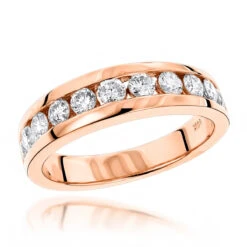 14K Rose Gold Men's Diamond Wedding Ring 1.10ct