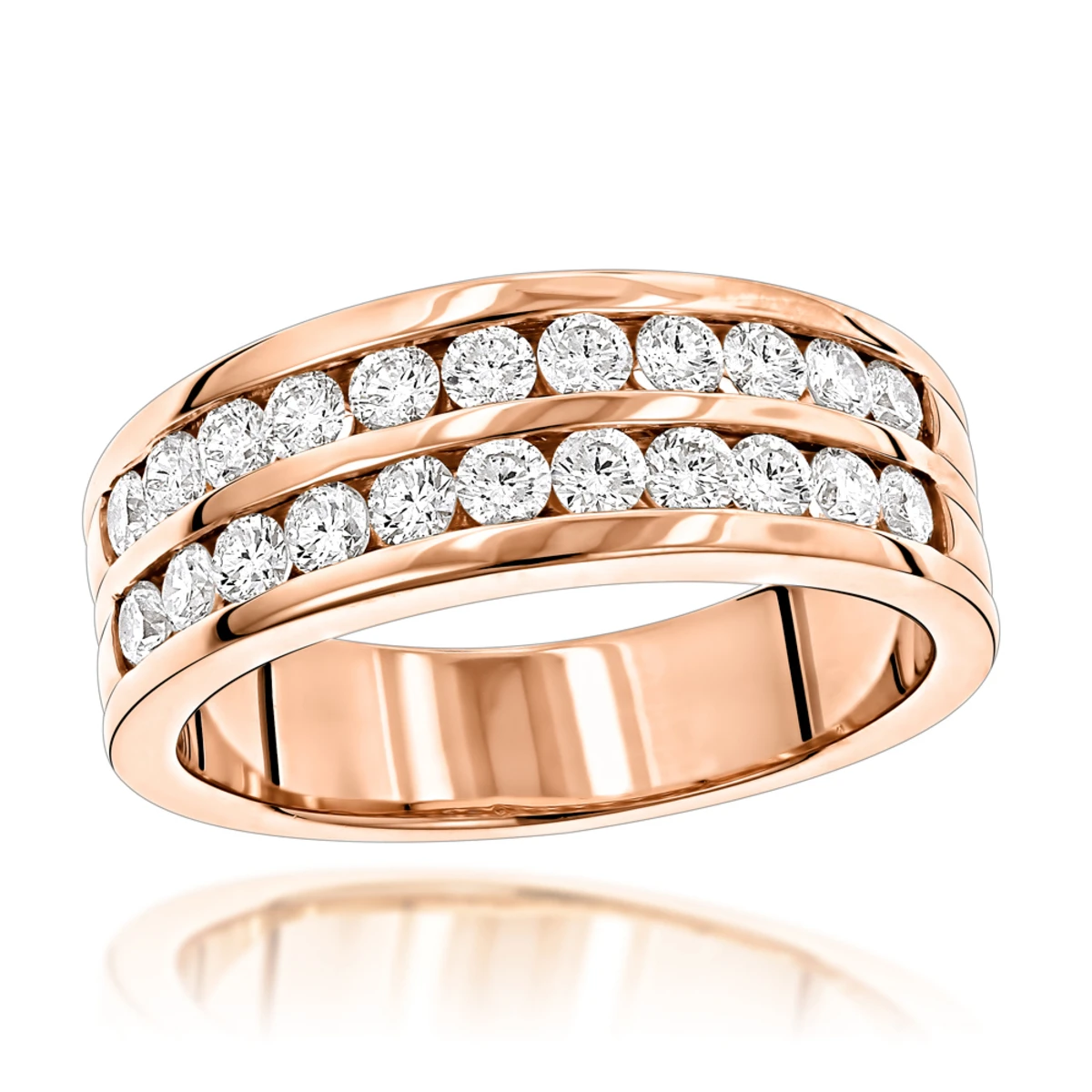 14K Yellow Gold Men's Diamond Wedding Ring W 1.5ct Of Round Diamonds By Luxurman 5 14K Yellow Gold Men's Diamond Wedding Ring W 1.5ct Of Round Diamonds By Luxurman - Image 3