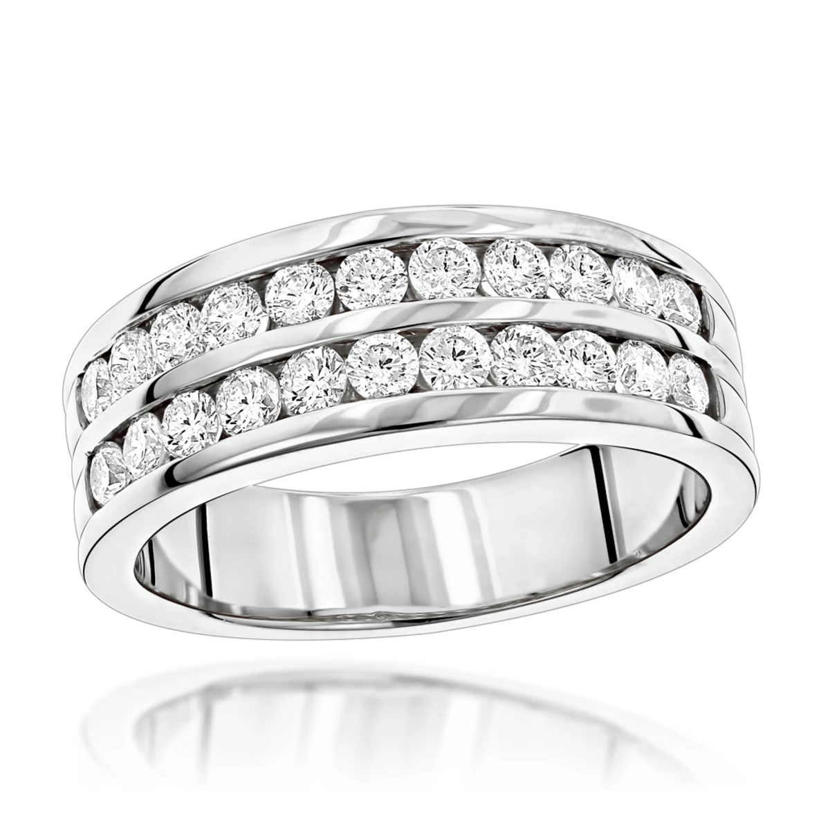 14K Yellow Gold Men's Diamond Wedding Ring W 1.5ct Of Round Diamonds By Luxurman 4 14K Yellow Gold Men's Diamond Wedding Ring W 1.5ct Of Round Diamonds By Luxurman - Image 2