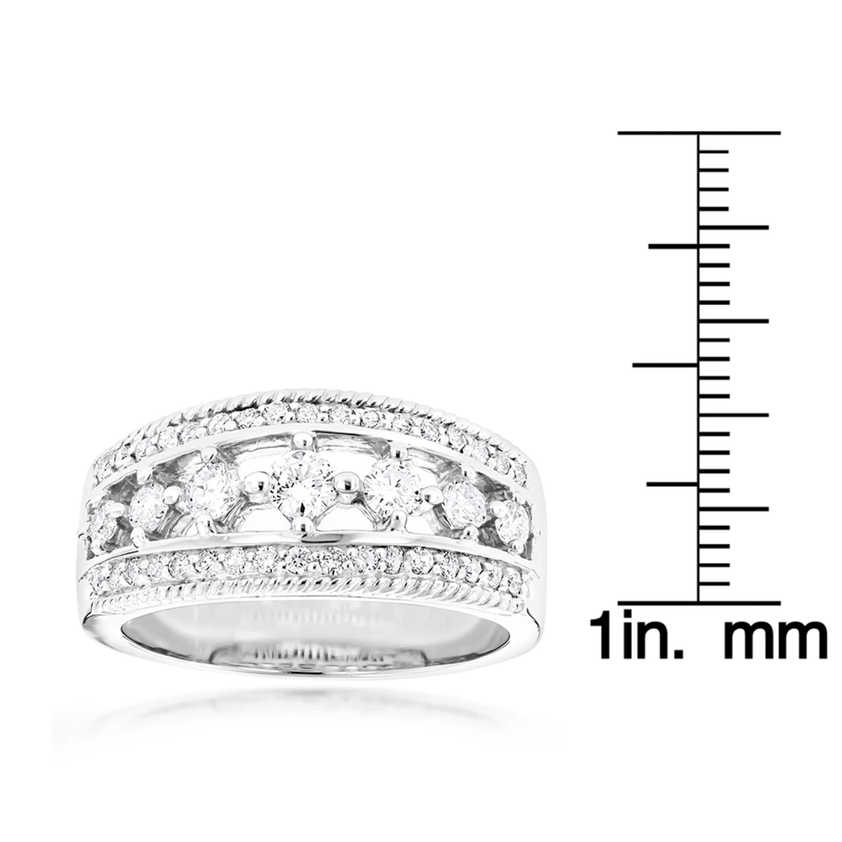 14K White Gold Men's Diamond Wedding Ring 1.54ct 8 14K White Gold Men's Diamond Wedding Ring 1.54ct - Image 6
