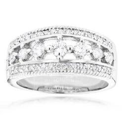14K White Gold Men's Diamond Wedding Ring 1.54ct