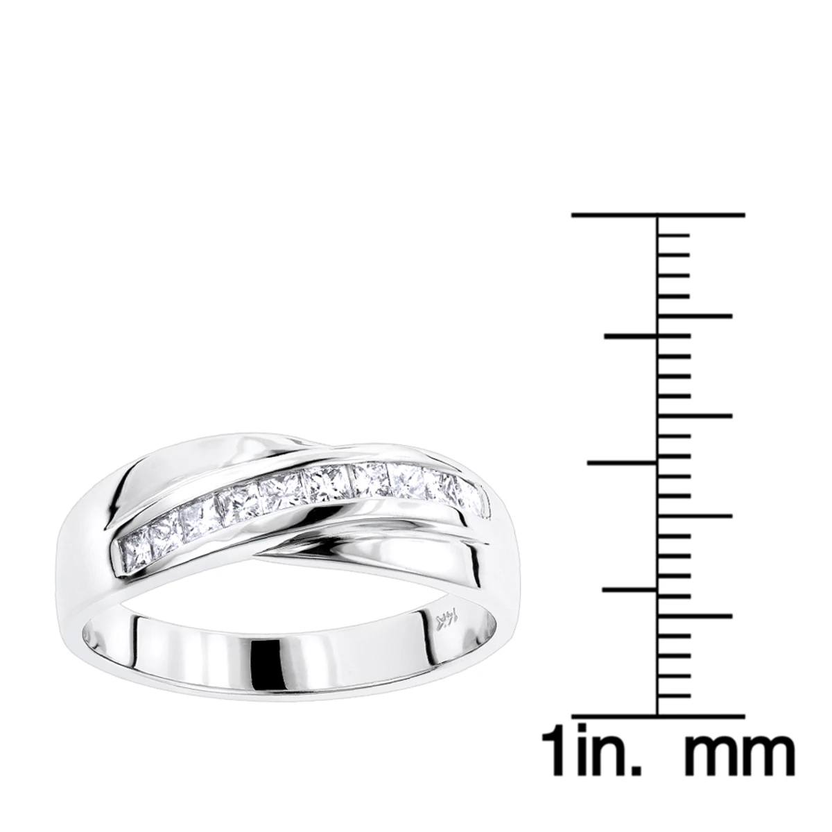 14K White Gold Men's Diamond Wedding Ring 1ct 8 14K White Gold Men's Diamond Wedding Ring 1ct - Image 6