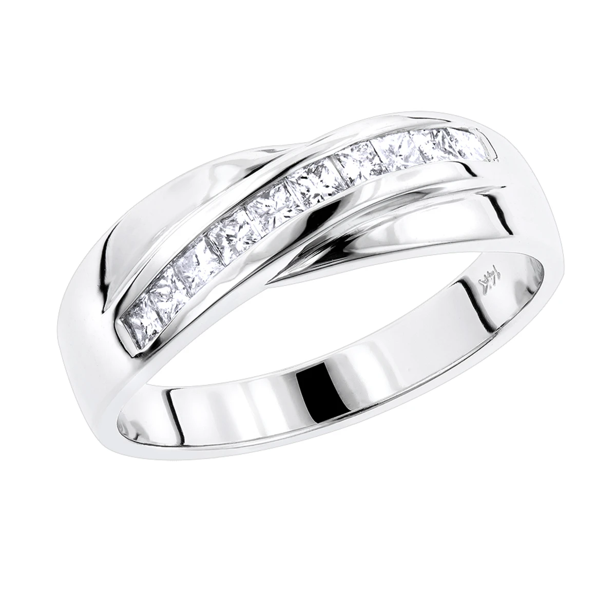 14K White Gold Men's Diamond Wedding Ring 1ct 3 14K White Gold Men's Diamond Wedding Ring 1ct