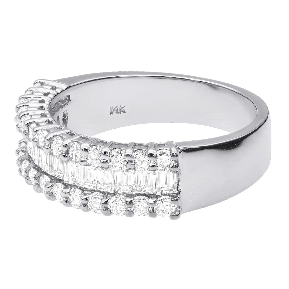 Unique 14K White Gold Men's Diamond Wedding Ring By Luxurman 2.5ct 6 Unique 14K White Gold Men's Diamond Wedding Ring By Luxurman 2.5ct - Image 4